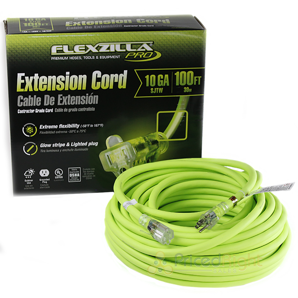 100 ft Flexzilla Pro Electric Extension Cord Power Cable Indoor Outdoor